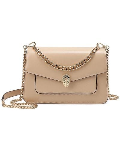 Tiffany & Fred Paris Smooth Leather Fold-over Shoulder Bag - Natural