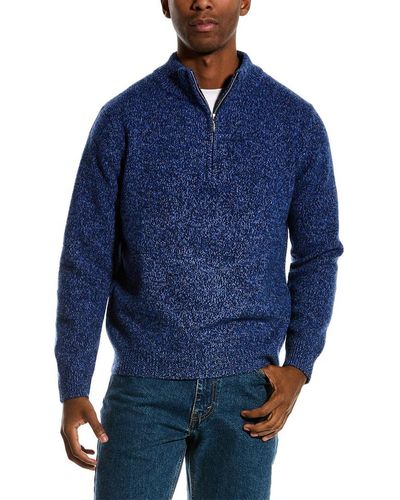 SCOTT & SCOTT LONDON Wool 1/4-zip Mock Sweater - Blue