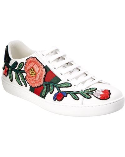 Gucci Ace Embroidered Leather Trainer