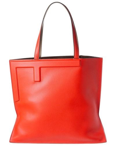 Fendi Flip Large Leather Tote - Red
