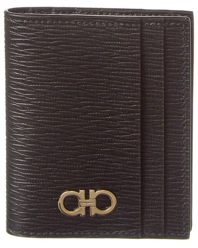 Ferragamo Gancini Leather Card Case - Black