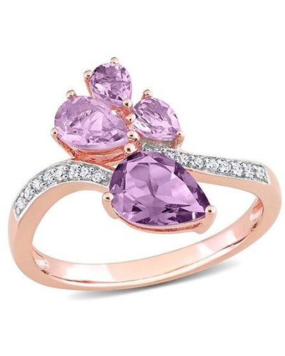 Rina Limor 14k Rose Gold 1.68 Ct. Tw. Diamond & Gemstone Toi Et Moi Ring - Pink