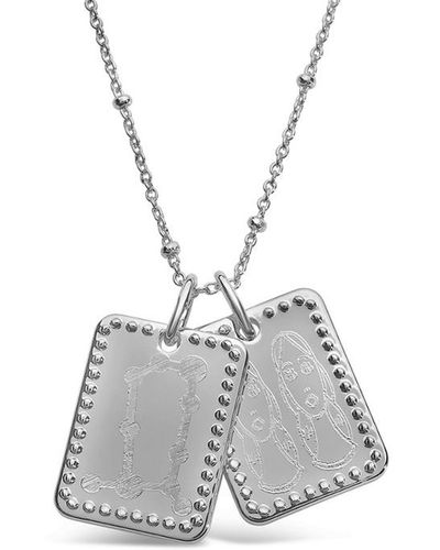 Sterling Forever Silver Gemini Zodiac Tag Necklace - Grey