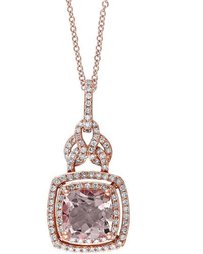 Effy Fine Jewelry 14k Rose Gold 2.08 Ct. Tw. Diamond & Morganite Pendant Necklace - Pink