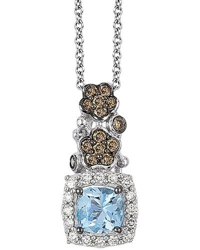 Le Vian Le Vian 14k 0.93 Ct. Tw. Diamond & Aquamarine Pendant Necklace - Blue