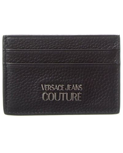 Versace Range Metal Lettering Leather Card Case - Black