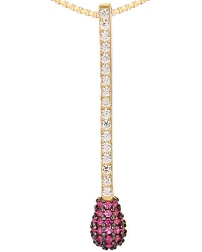 Gabi Rielle Modern Touch Collection 14k Over Silver Cz Matchstick Necklace - Pink