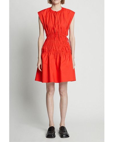 Proenza Schouler Poplin Drawstring Mini Dress - Red