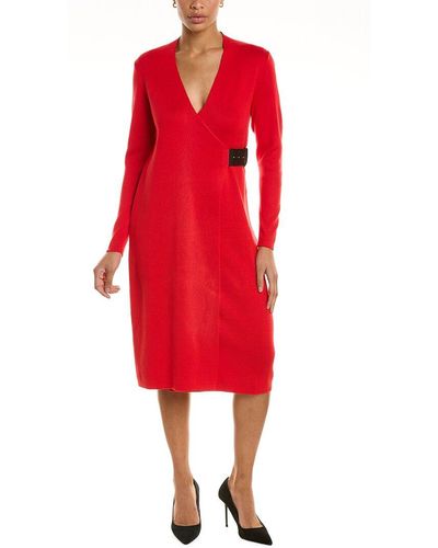 Donna Ricco Wrap Sweaterdress - Red