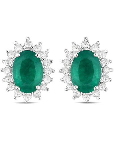 Diana M. Jewels Fine Jewelry 14k 1.86 Ct. Tw. Diamond & Emerald Studs - Green
