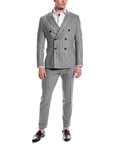 BOSS 2pc Slim Fit Wool-blend Suit - Grey