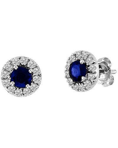 Diana M. Jewels Fine Jewelry 14k 0.93 Ct. Tw. Diamond & Sapphire Halo Earrings - Blue