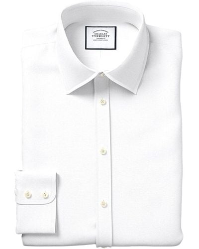 Charles Tyrwhitt Classic Fit Egyptian Lattice Weave Shirt - White