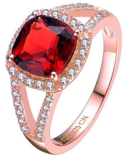 Genevive Jewelry 14k Rose Gold Vermeil Cz Ring - Red