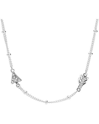 PANDORA Silver Cz Sparkling Arrow Necklace - Metallic