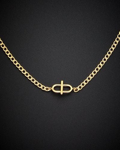 Italian Gold 14k Oval & Bar Choker Necklace - Black