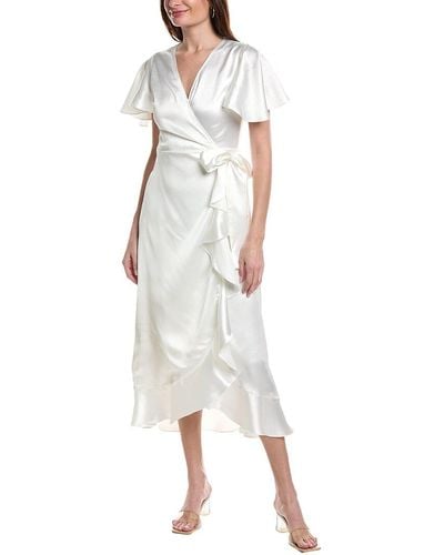 Dress Forum Flutter Sleeve Wrap Dress - White