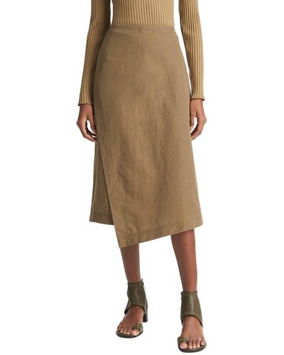 Vince Utility Asymmetric Paneled Linen-blend Skirt - Natural
