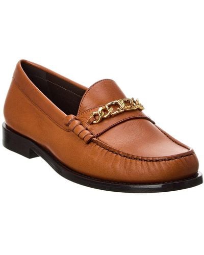 Celine Luco Chain Detail Leather Loafer - Brown