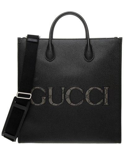 Gucci Medium Canvas & Leather Tote - Black