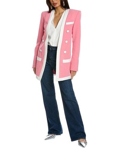 Balmain Long Collarless 6-button Crepe Jacket - Pink