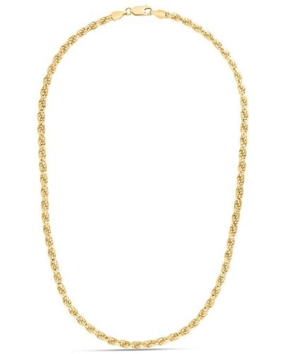 Italian Silver 14k Over Rope Chain Necklace - Metallic