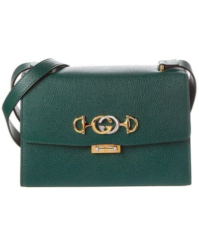Gucci Zumi Small Leather Shoulder Bag - Green