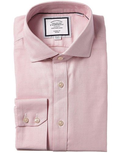 Charles Tyrwhitt Non-iron Cambridge Weave Cutaway Classic Fit Shirt - Pink