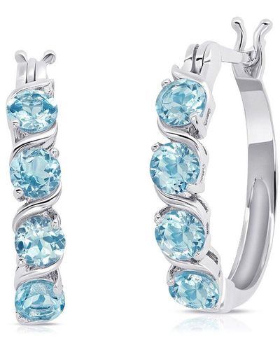 MAX + STONE Max + Stone Silver 2.00 Ct. Tw. Blue Topaz Statement Hoops