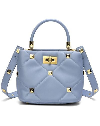 Tiffany & Fred Quilted & Studded Leather Satchel - Blue