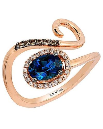 Le Vian Le Vian Chocolatier 14k Rose Gold 1.01 Ct. Tw. Diamond & London Blue Topaz Ring
