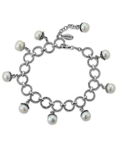 Samuel B. Silver Pearl Charm Bracelet - White