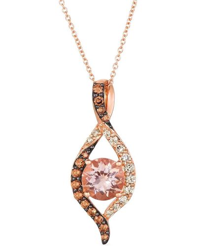 Le Vian Le Vian 14k Rose Gold 2.02 Ct. Tw. Diamond & Morganite Pendant Necklace - Metallic