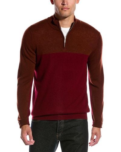 SCOTT & SCOTT LONDON Wool & Cashmere-blend 1/4-zip Mock Neck Sweater - Red