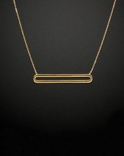 Italian Gold 14k Long Oval Pendant Necklace - Black