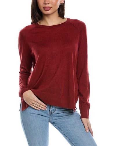 Eileen Fisher Raglan Sleeve Wool Pullover - Red