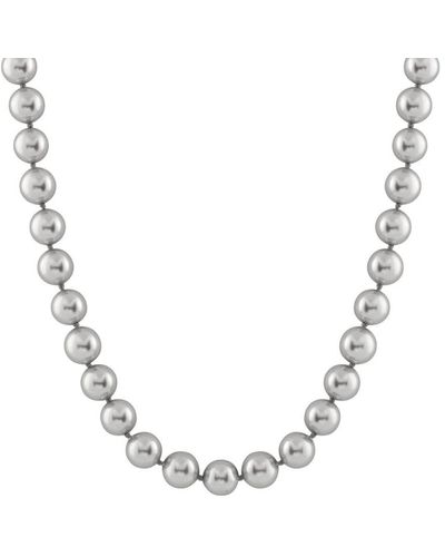 Splendid Rhodium Plated Silver 14-15mm Shell Pearl Necklace - Metallic