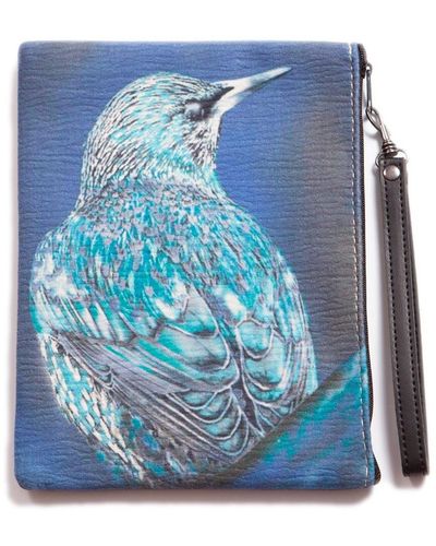 Blue Pacific Hummingbird Canvas Wristlet - Blue