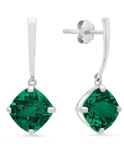 MAX + STONE Max + Stone 14k 2.90 Ct. Tw. Created Emerald Drop Earrings - Green