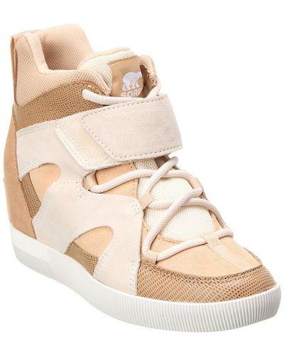 Sorel Out N About Sport Wedge Suede Sneaker - Natural