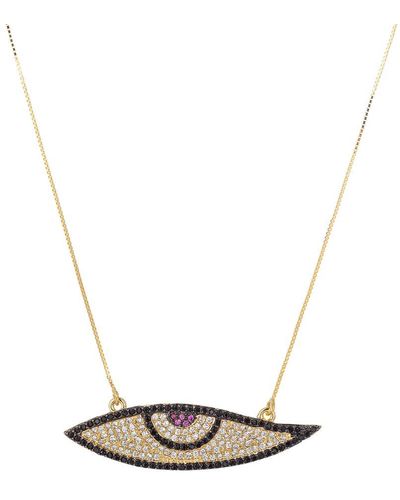 Eye Candy LA The Luxe Collection Silver Cz Evil Eye Necklace - White