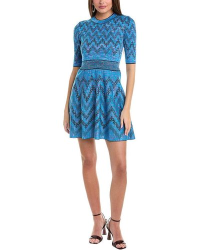 M Missoni Wool-blend A-line Dress - Blue