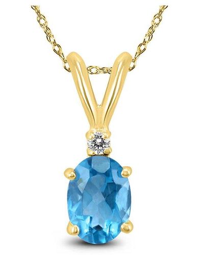 Gemstones 14k 1.48 Ct. Tw. Diamond & Blue Topaz Necklace