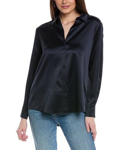 Splendid X Kate Young Button-down Silk-blend Shirt - Black