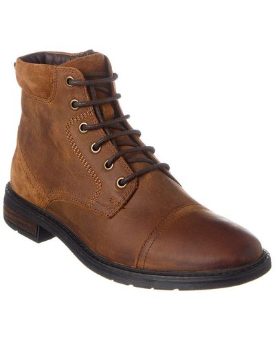 Geox U Viggiano Leather & Suede Bootie - Brown