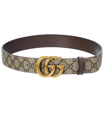 Gucci GG Marmont Reversible GG Supreme Canvas & Leather Belt - Brown
