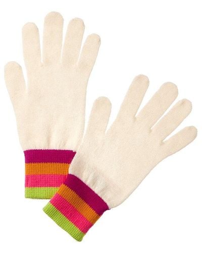 SCOTT & SCOTT LONDON Stripe Cashmere Gloves - White