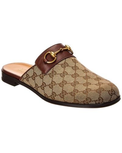 Gucci Horsebit GG Canvas & Leather Slipper - Brown