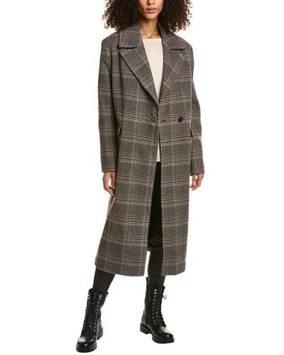 AllSaints Alexis Check Wool-blend Coat - Brown