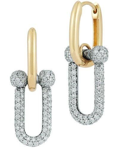 Nephora 14k Two-tone 1.18 Ct. Tw. Diamond Huggie Earrings - White